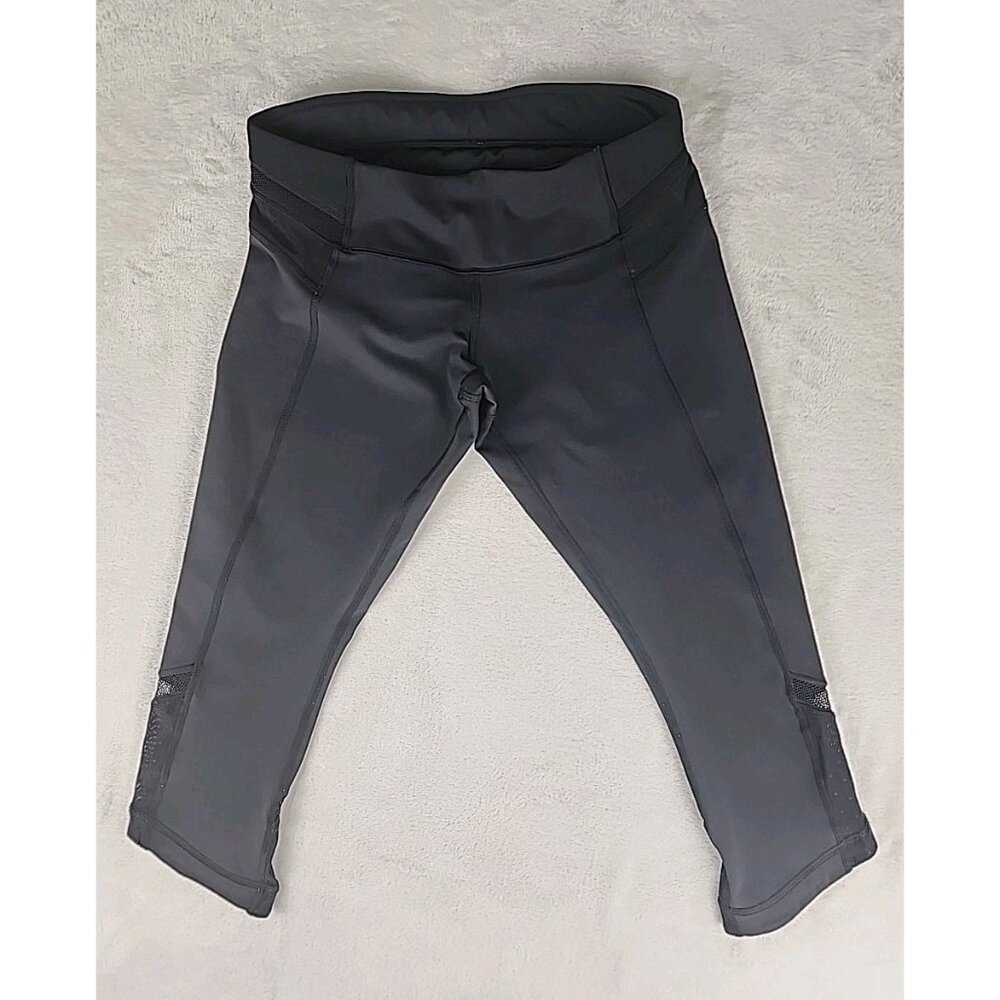 Lululemon Women's Just Breathe Leggings Size 6 Black Mesh Polkadot